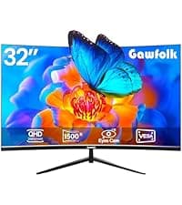 Gaming Monitor 27 inch QHD IPS, PC Screen 120Hz 2K (2560×1440P), Ultra-Thin Zero Frame Computer Display for Home Office Business, DP, HDMI, Wall-Mounted