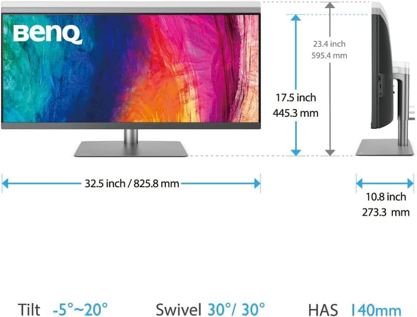 BenQ PD3420Q Ultrawide Creator Monitor for Macbook 34" WQHD 1440p | 100% Rec.709 & sRGB, 98% P3 | IPS | DeltaE ≤3 | Pantone | AQCOLOR | KVM | Calibration Report | Erognomic | USB-C (65W) | USB Hub