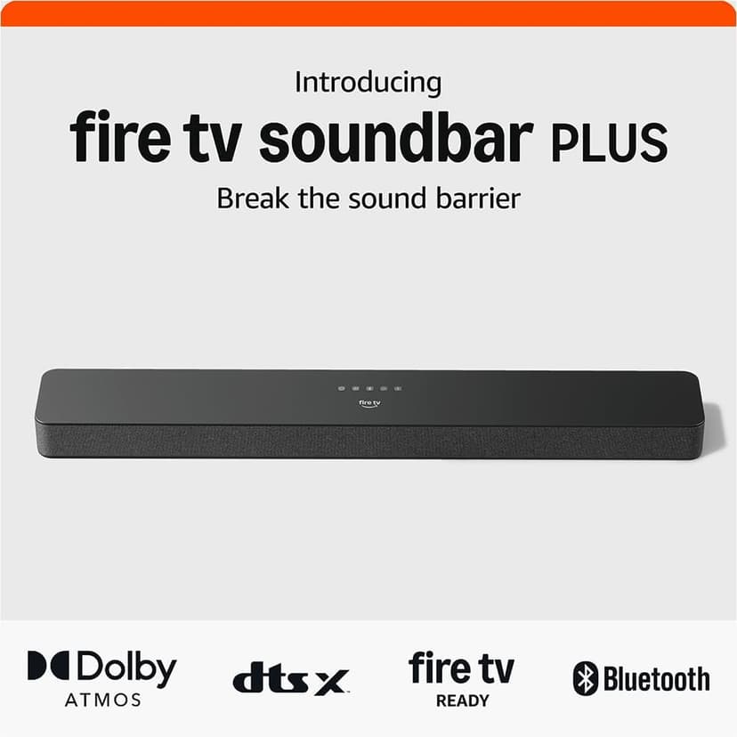 Amazon Fire TV Soundbar Plus (newest model) with built-in subwoofer, 3.1 channel, Dolby Atmos, clear dialogue