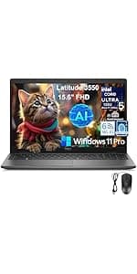 Dell Latitude 5550 15 Business AI Laptop, 15.6" FHD Computer, Intel Ultra 7 155U (Beat i7-1355U), 16GB DDR5 RAM, 512GB PCIe SSD, WiFi 6, Backlit Keyboard, Fingerprint Reader, Windows 11 Pro