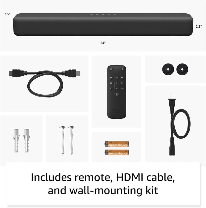 Amazon Fire TV Soundbar (newest model), 2.0 speaker with DTS Virtual:X and Dolby Audio, Bluetooth connectivity