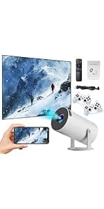 P30 max Projector and Game,1280*720P,Smart game projector built-in 35000 Games with 2 Wireless Controllers,Portable Mini Video Projector with 5G Wifi&Bluetooth, 4K,2.4G Receiver,Home,Office (128G)
