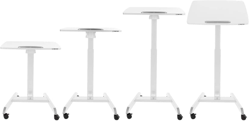 Stand Steady Multifunctional Mobile Podium Desk | Portable Sit to Stand Lectern with Pneumatic Height Adjustment & Tilting Desktop | Rolling Laptop Stand | Mobile Desk for School, Home, Office (White)