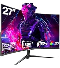 Gaming Monitor 27 inch QHD IPS, PC Screen 120Hz 2K (2560×1440P), Ultra-Thin Zero Frame Computer Display for Home Office Business, DP, HDMI, Wall-Mounted