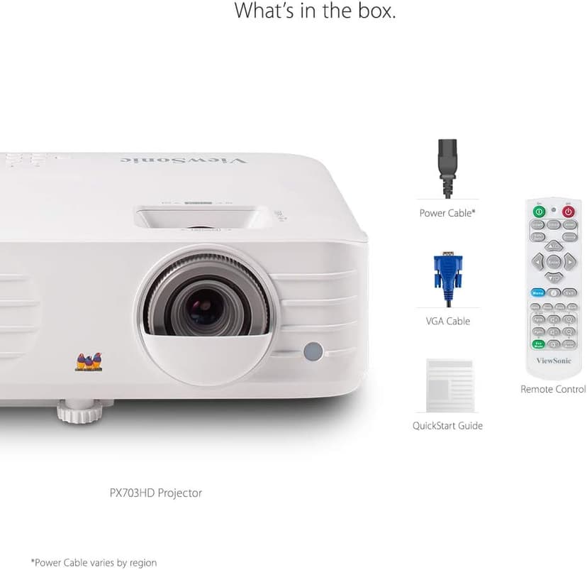ViewSonic PX703HD 1080p Projector with 3500 Lumens DLP 3D Dual HDMI Sports Mode and Low Input Lag for Gaming, Stream Netflix with Dongle