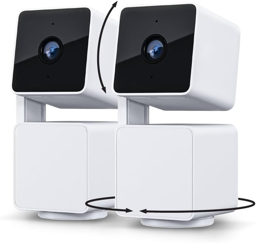 WYZE Cam Pan v3 Indoor/Outdoor IP65-Rated 1080p Pan/Tilt/Zoom Wi-Fi Smart Home Security Camera with Color Night Vision, 2-Way Audio, Compatible with Alexa & Google Assistant, White, 2-Pack