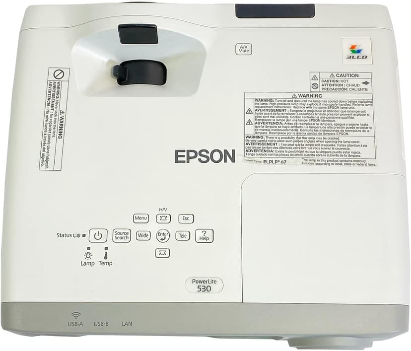 Epson PowerLite 530 XGA 3LCD Projector, White