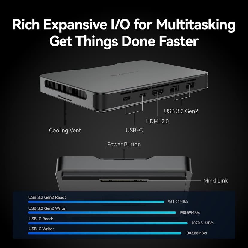 Khadas Mind 1 Mini PC, Intel Core i5-1340P 4.6GHz Micro Desktop Computer with 5.55Wh Standby Battery, 16GB LPDDR5, 512GB PCIe 4.0 SSD, BT5.3, WiFi 6E, Portable Computer for Business Home Office Gaming