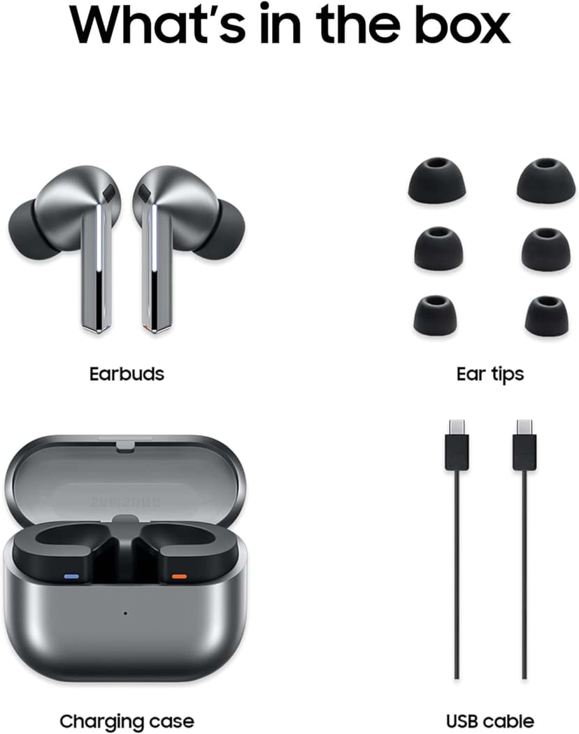 Samsung Galaxy Buds 3 Pro AI True Wireless Bluetooth Earbuds, Noise Cancelling, Sound Optimization, Redesigned Comfort Fit, Silver [US Version, Amazon Exclusive, 2Yr Warranty]