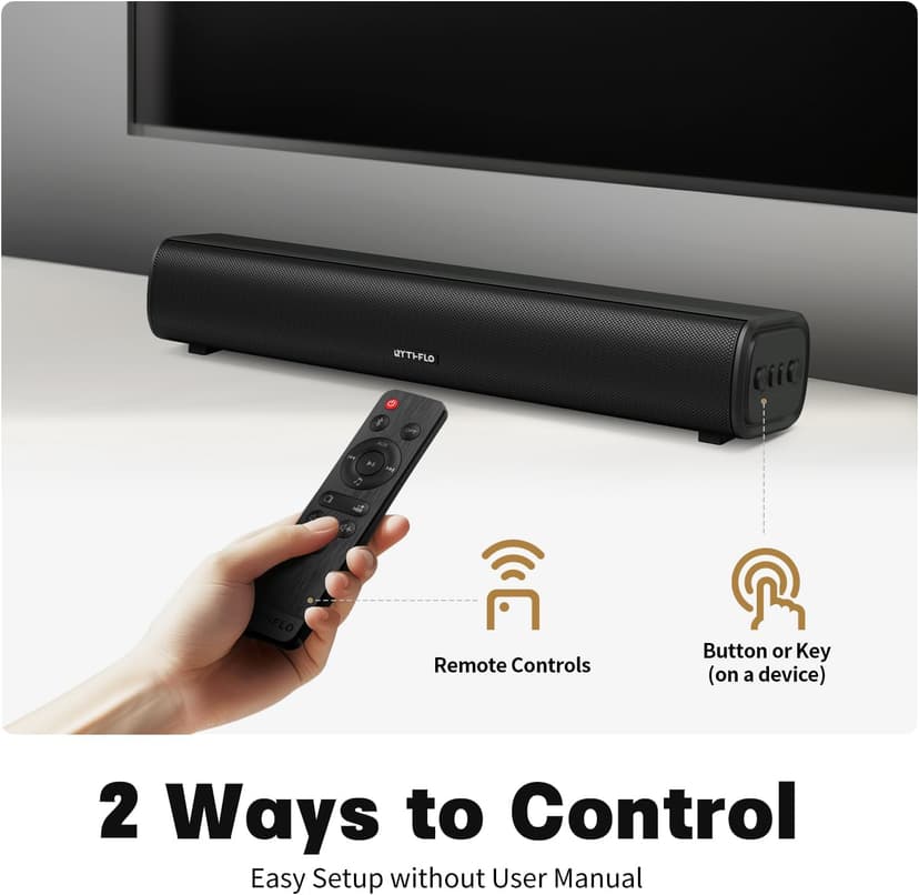 Sound Bars for TV 16-inch, Cinematic Soundbar for TV with Impactful Bass, Dynamic Lights and Remote Control, Wall Mountable, Bluetooth TV Sound Bar Speakers with Bluetooth/Optical/AUX Connection