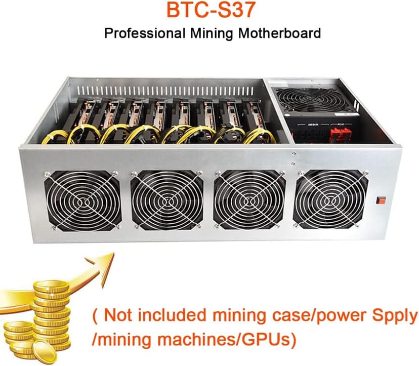 Mining Motherboard S37 with 8GB RAM and 128GB SSD DDR3 Memory Support 8 GPU VGA + HDMI 8XPCIE 16X Graph Card Gigabit Network RJ45 Port for BTC ETH Miner