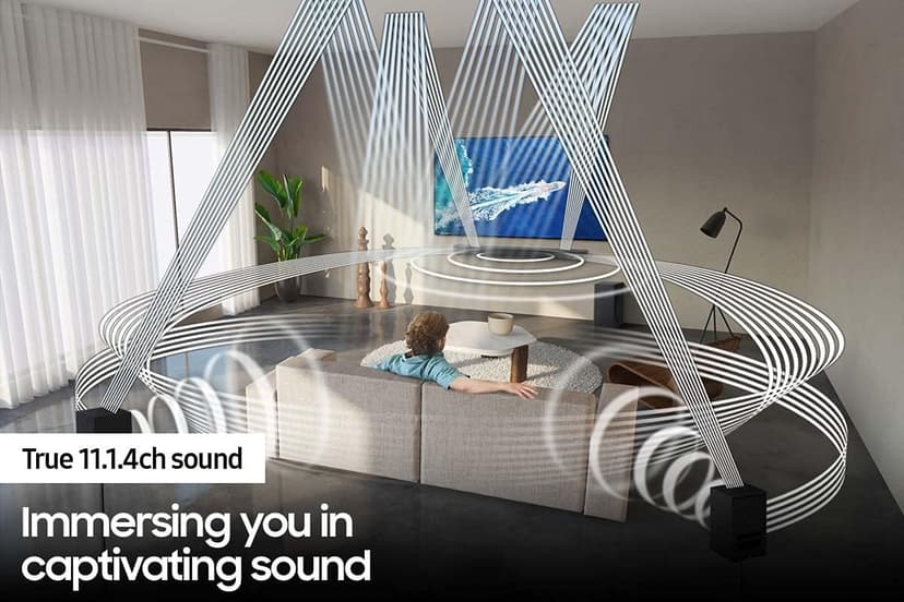 SAMSUNG HW-Q990B/ZA 11.1.4ch Soundbar w/ Wireless Dolby Atmos / DTS:X, Rear Speakers, Q Symphony, SpaceFit Sound+, Airplay 2, Adaptive Sound, Game Pro Mode, Alexa Built-In, 2022