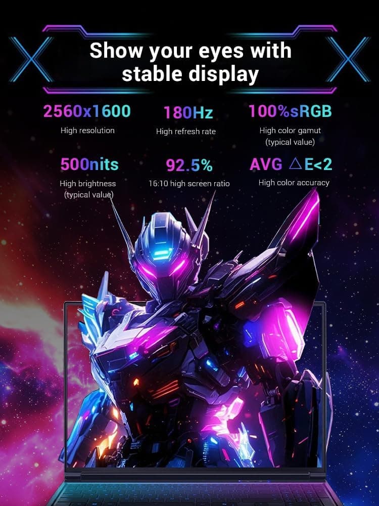 FIREBAT Laptop Gaming RTX 5060 GDDR7 GPU, 16" 2560x1600 2.5K 180Hz QHD 500nits 100%sRGB, Core 13500HX CPU, 1TB PCIe Gen4 SSD, 16GB DDR5 RAM, Metal Case Gaming & Entertainment Notebook Laptop Gamer PC
