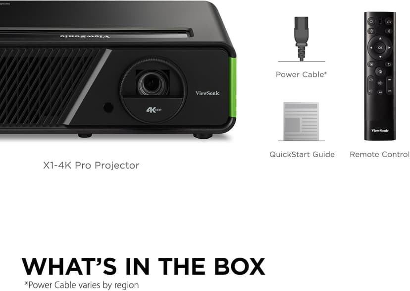 ViewSonic X1-4KPro 4K UHD LED Projector Designed for Xbox with Built-in Google TV and Netflix, 2500 ANSI Lumens, H/V Keystone, 4 Corner Adjustment, 1.3x Optical Zoom for Smart Home Theater