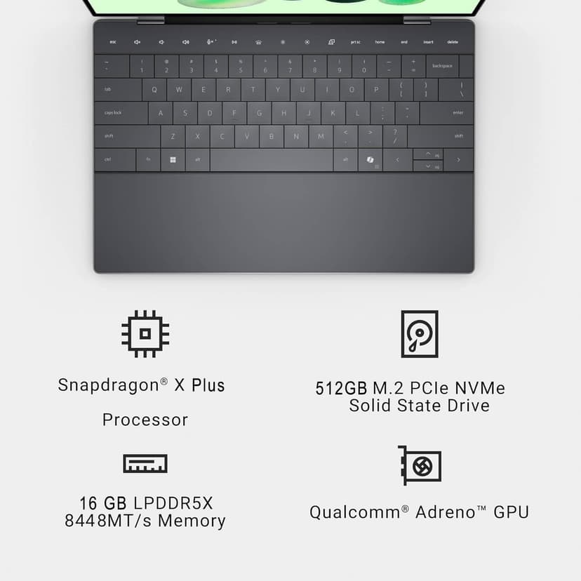 2025 Dell XPS 13 9345 Laptop, Copilot+ AI PC (13.4" FHD+ 120Hz, Snapdragon X Plus (> Intel i7-1355U), 16GB 8448MT/s RAM, 512GB SSD), Thin & Light, 27 Hours Battery Life, IR Webcam, Wi-Fi 7, Win 11 Pro