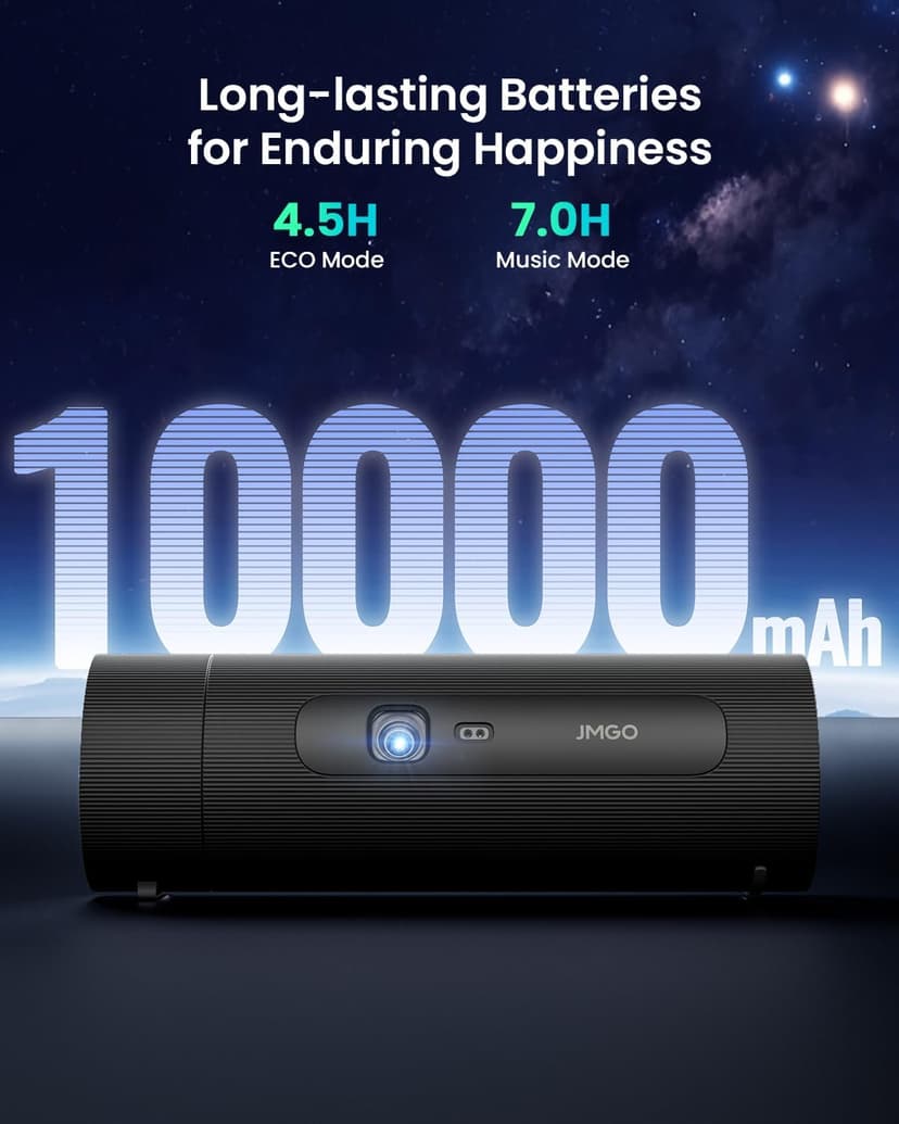 JMGO PicoFlix 2024 New Bottle Rotating Gimbal Projector, 4.5hrs Battery, Smart & Portable Outdoor Projector with Google TV, Licensed Netflix, 1080P FHD, 420 ISO Lumens, Auto Focus, HDR10, 10W Speakers