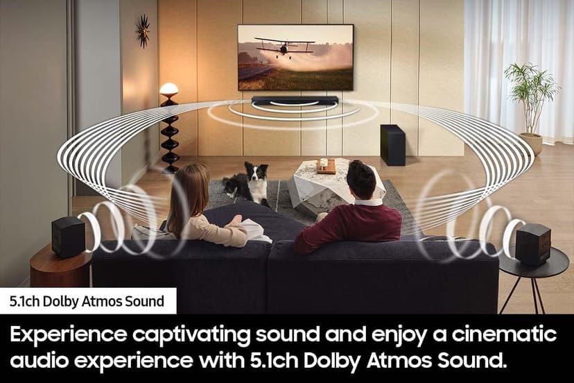 SAMSUNG 5.1 Channel Sound Bar with Wireless Subwoofer Q-Symphony & Dolby Atmos Audio - HW-Q65C/ZA (Renewed)