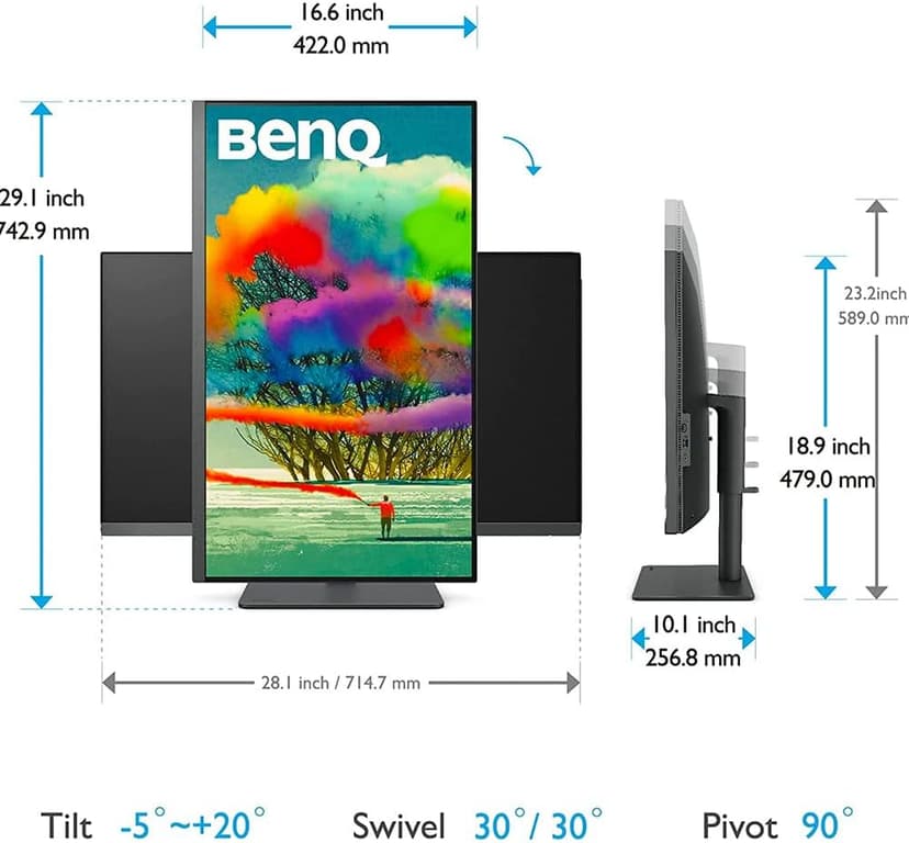 BenQ PD3205U Mac-Ready Monitor 32" 4K UHD | 99% Rec.709 & sRGB | IPS | DeltaE ≤3 | ICC Sync | Calibration Report | AQCOLOR | Uniformity | HotKey Puck | Ergonomic | DisplayPort | USB-C (65W) | USB Hub