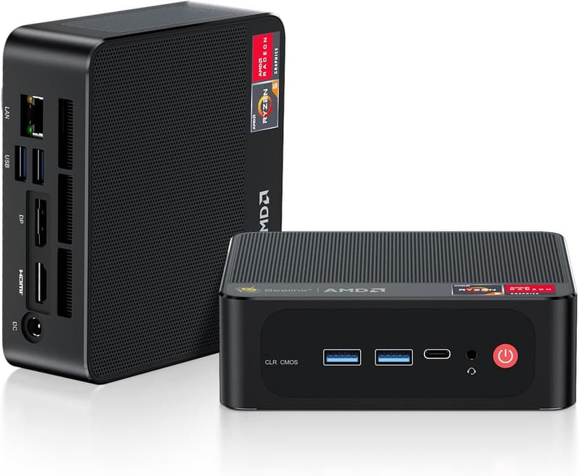 Beelink SER5 Pro Mini PC, AMD Ryzen 7 5825U(8C/16T, up to 4.5GHz), 32GB DDR4 RAM 500GB PCle3.0 SSD, SER5 Mini Computer Support 4K@60Hz Triple Display, WiFi6, BT5.2, DP+HDMI, Type-C