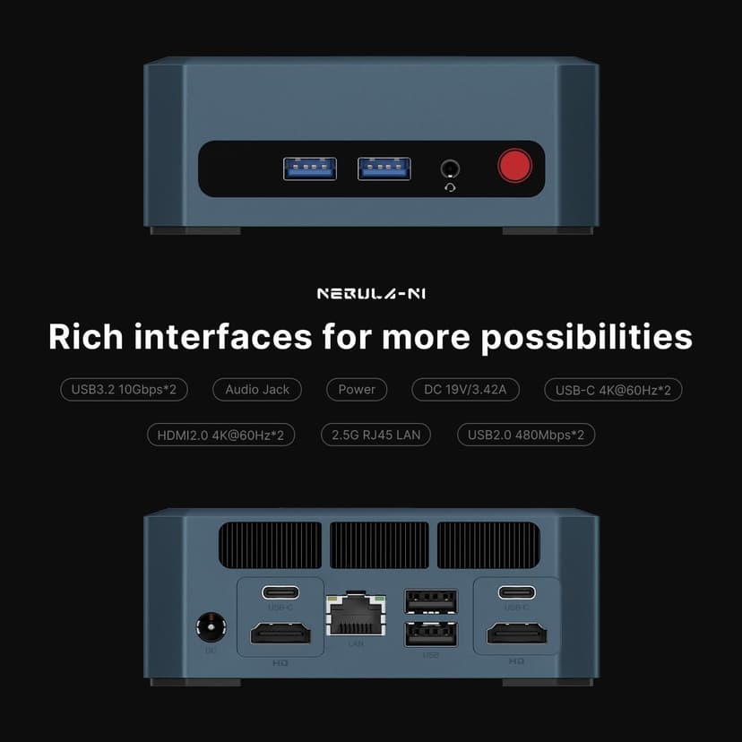 N1 Mini PC, AMD Ryzen 7 5825U (Upgraded 5700U/7430U, Up to 4.5GHz), 32GB DDR41 TB M.2 NVMe PCIe 4.0 SSD, Mini Computer Dual Display, WiFi-6E/BT-5.2, USB-C/2.5G LAN, Home/Office