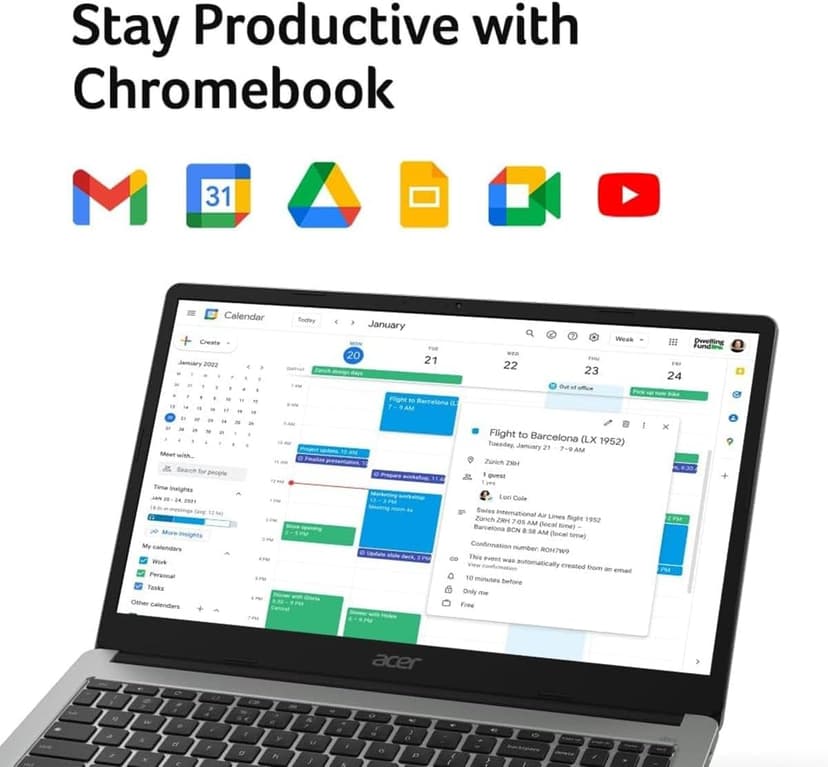 Acer Chromebook 315 Laptop (15.6" FHD, Intel Celeron N4500, 4GB RAM, 128GB Storage (64GB eMMC + 64GB SD Card) Home & Student, Long Battery Life, Numeric KB, Wi-Fi, Webcam, IST Hub, Nitro, Chrome OS