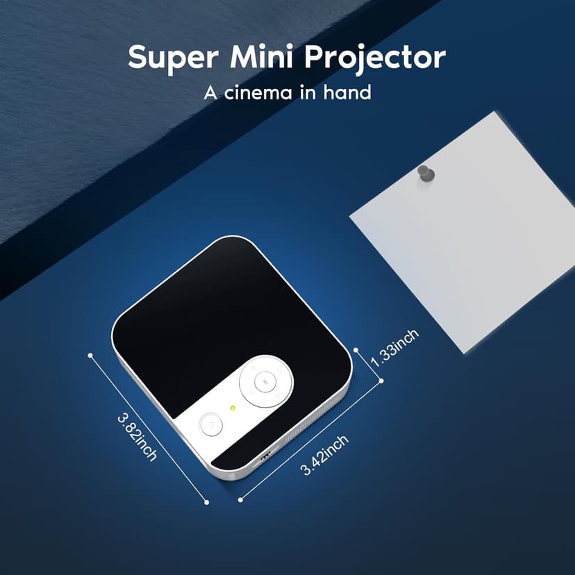 【3-hour Playtime】TMY Ultra Mini Projector, 1080P Support Portable Projector with WiFi and Bluetooth, Battery Powered Movie Projector, DLP Video Projector, Compatible with Phone/Pad/TV Stick/HDMI/USB