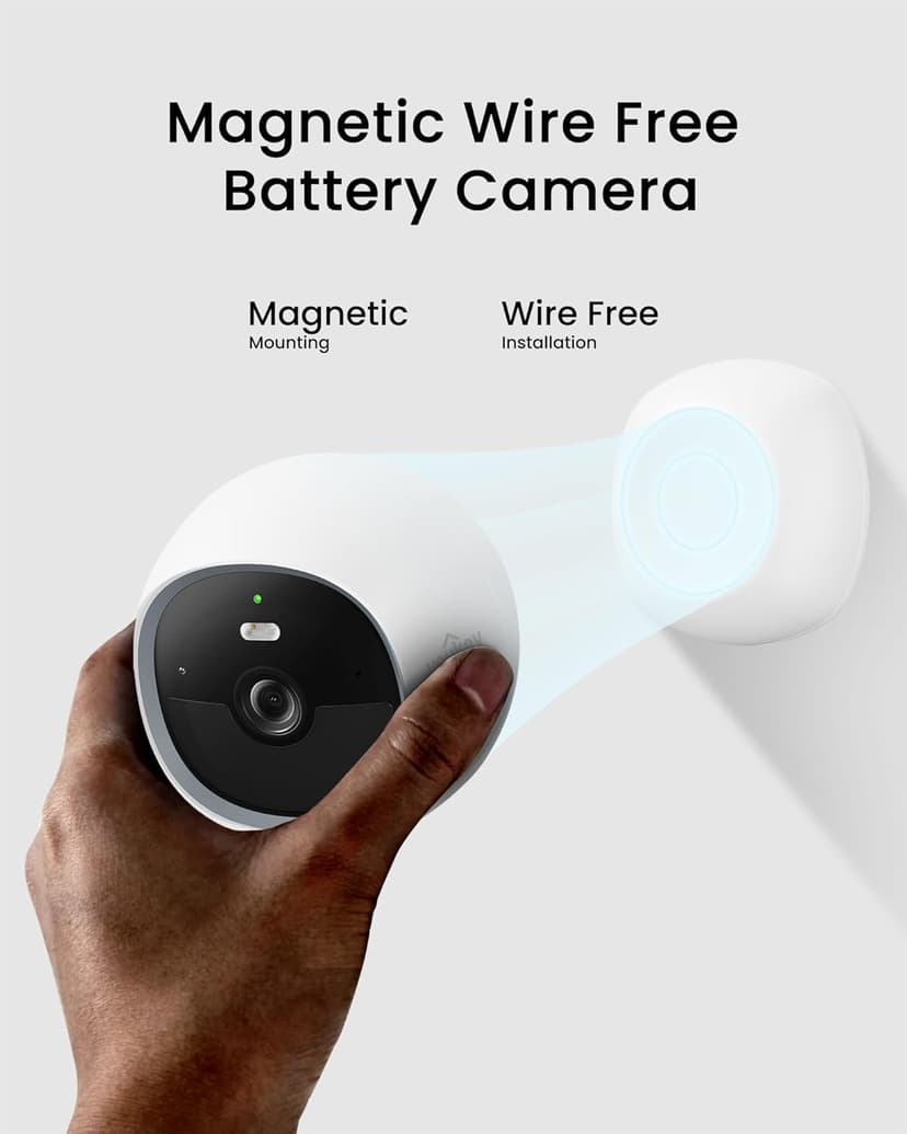 youkey S320 Magnetic Wire-Free Camera 2.5K QHD Security Camera with Dual Band WiFi 6, Built-in 8GB Storage, Colo Night Vision, Al Human Pet Detection, IP65, No Monthly Fees
