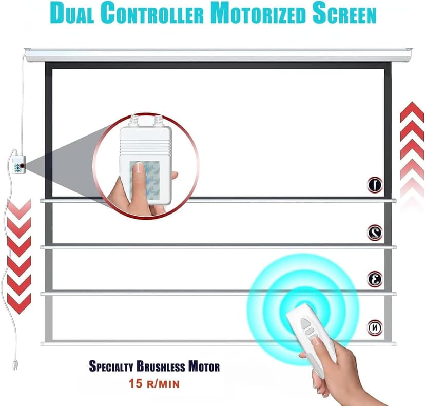 120" Motorized Projector Screen, Electric 16:9 Projector Screen with Remote Control, Indoor/Outdoor HD Movie Screen, Wall/Ceiling Mounted, Perfect for Home Office Theater TV, White