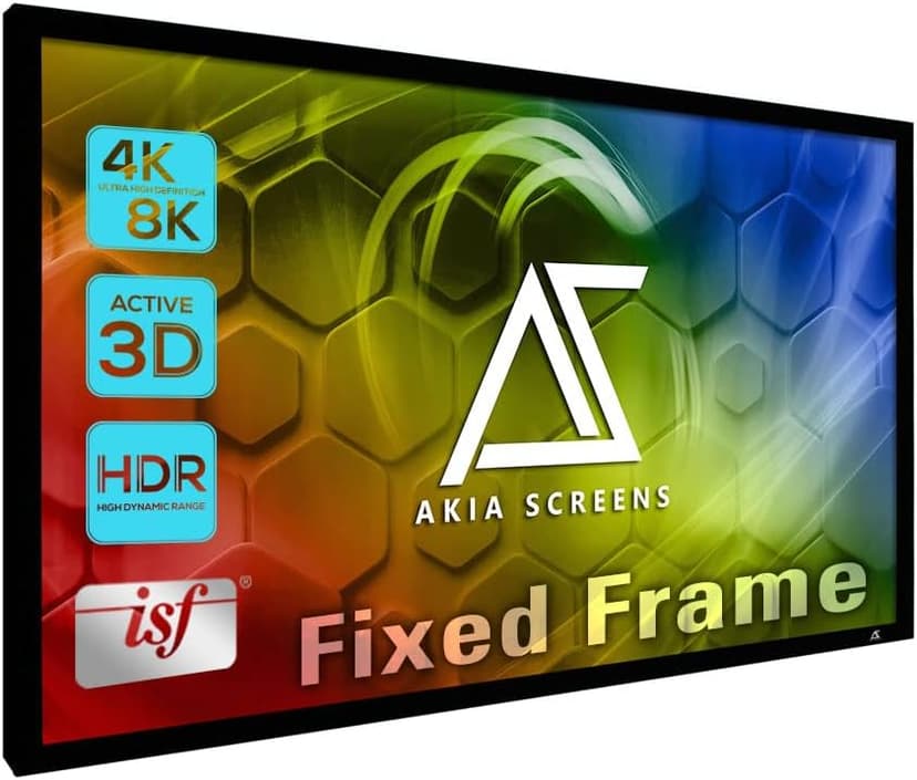 Akia Screens Fixed Frame Projector Screen 120 inch 16:9 8K 4K Ultra HD 3D Ready Wall Mount CINEWHITE UHD-B 120 Projection Screen for Indoor Movie Video Home Theater Cinema Office AK-FF120WH2
