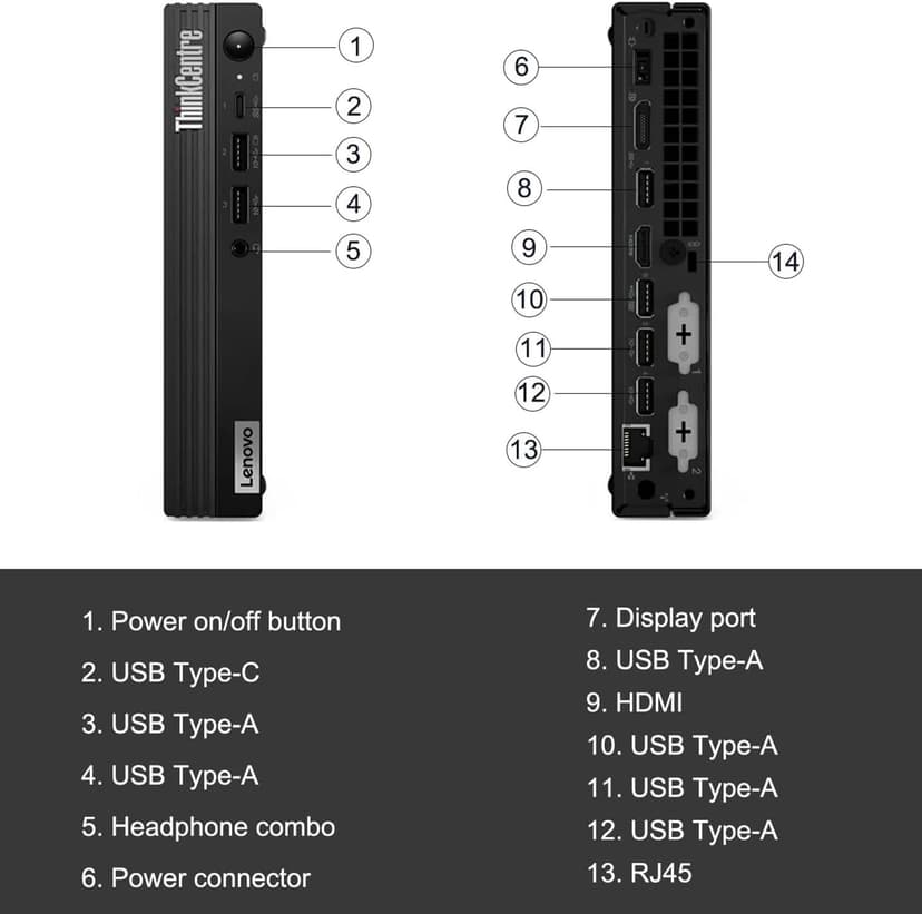 Lenovo ThinkCentre M70q Gen 4 MFF Tiny 1L Mini Business Desktop Computer, 13th Gen Intel 10-Core i5-13400T (Beat i7-12700T), 32GB DDR4 RAM, 1TB PCIe SSD, WiFi 6, RJ45, HDMI, Windows 11 Pro, AZ-XUT