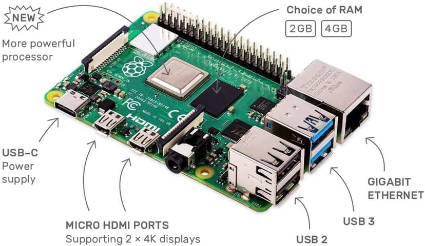 Raspberry Pi 4 Computer Model B 8GB Single Board Computer Suitable for Building Mini PC/Smart Robot/Game Console/Workstation/Media Center/Etc.