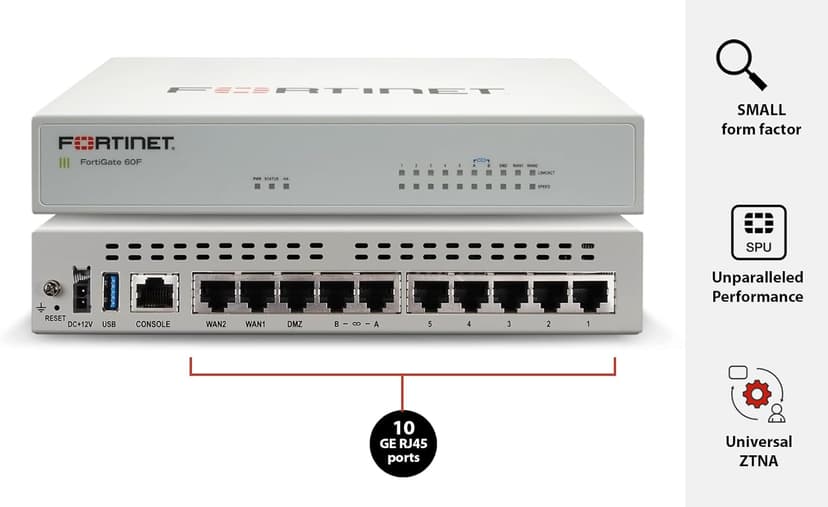 Fortinet FortiGate 60F Hardware, 36 Month Unified Threat Protection (UTP), Firewall Security