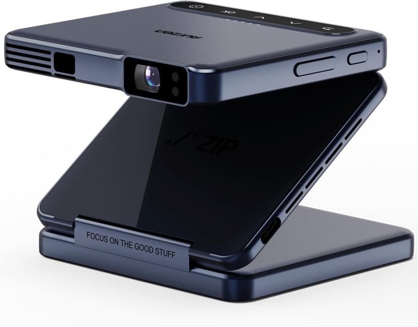 Aurzen ZIP Tri-Fold DLP Truly Mini Projector, Pocket Size, Zero-Lag Focus, One-Click Screen Mirroring, Full-Screen Mode, Type-C Fast Charging, 5,000mAh Battery, Indoor Outdoor Portable Projector, Blue