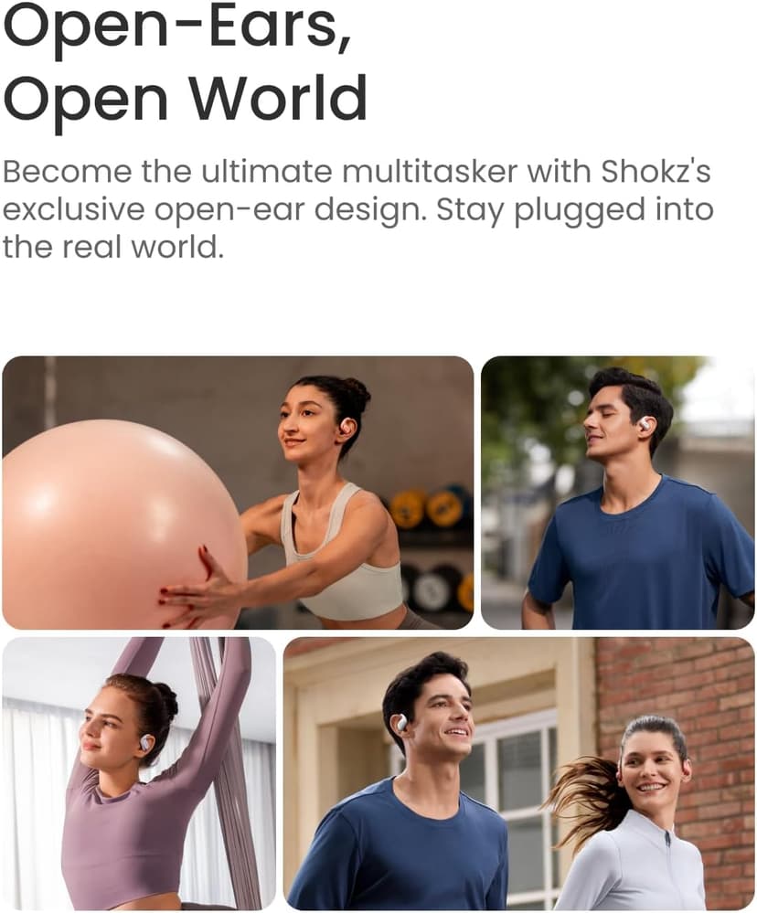 SHOKZ OpenFit Air - Open-Ear Headphones, True Wireless Earbuds, Water Resistant, Secure Earhooks for Daily Use, Black