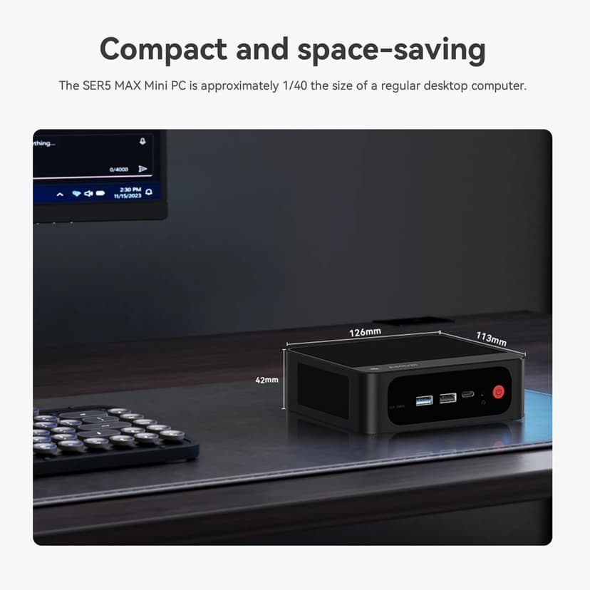 Beelink SER5 MAX Mini PC, Ryzen 7 6800U (up to 4.7GHz) Mini Computer, 24GB RAM & 500GB PCle4.0 SSD, AMD Radeon 680M, Wi-Fi 6, BT5.2, 1000M LAN, Supports 4K Triple Displays via HDMI, DP, USB-C