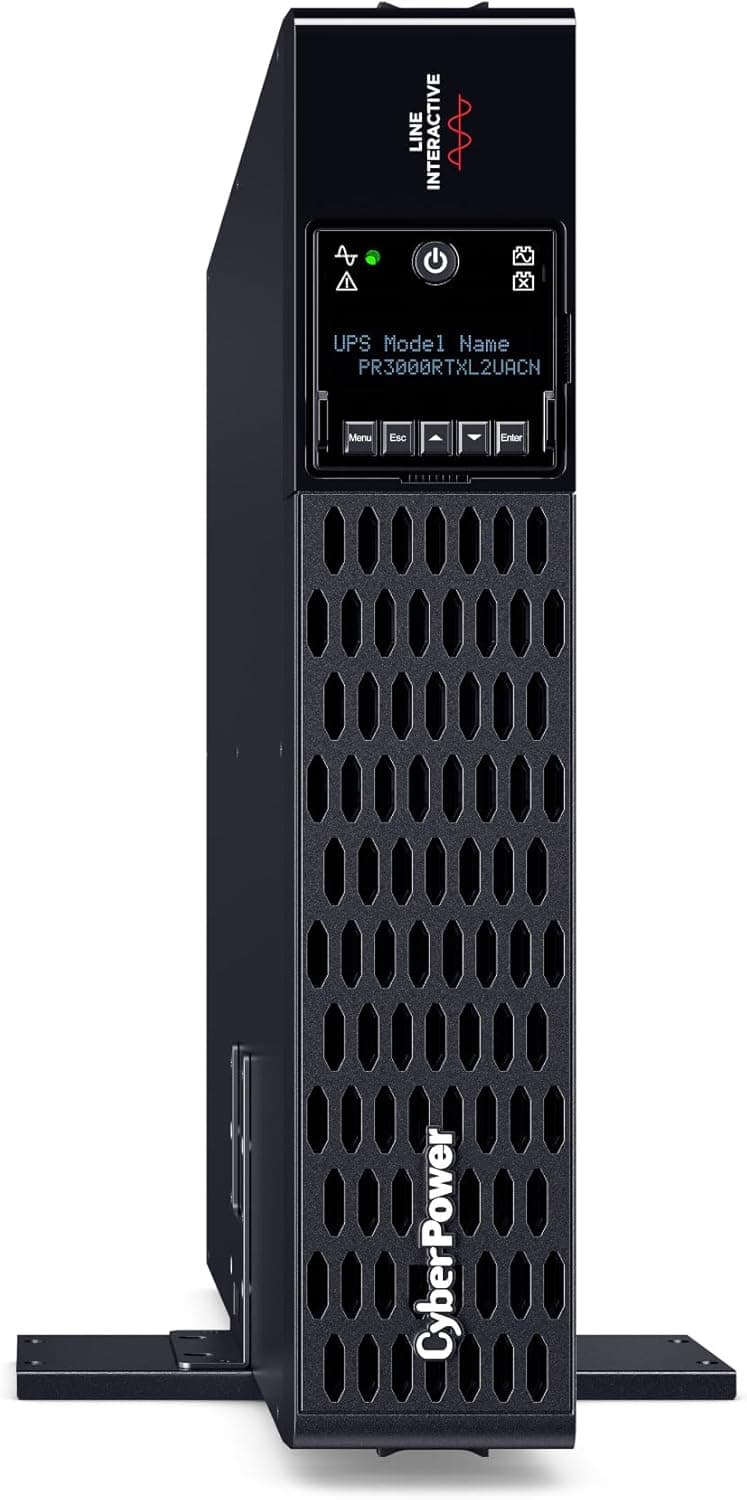 CyberPower PR3000RTXL2UACN Smart App Sinewave UPS System, 3000VA/3000W, 9 Outlets, 2U Rack/Tower, RMCARD205 Pre-Installed, EBM Option, Built-in Cloud