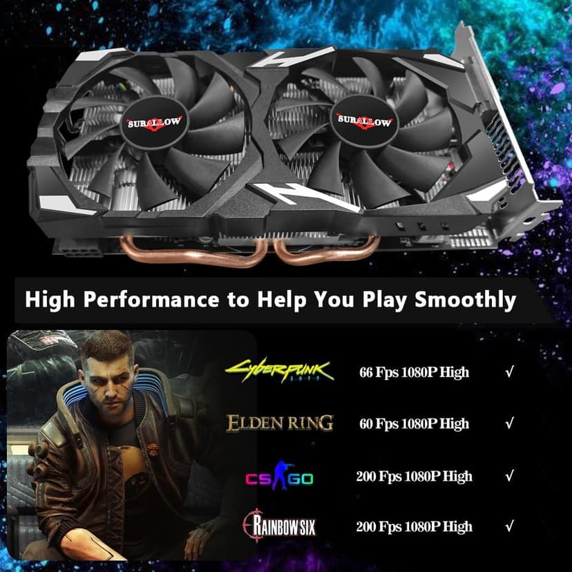 RX 580 8GB Graphics Card, 2048SP,GDDR5,256 Bit Graphics Card for Gaming PC,PCIE 3.0,Twin Freeze Fans Computer Video Card with HDMI/DP/Ports