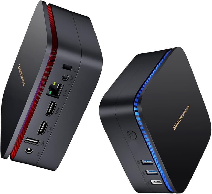 Blackview MP60 Mini PC with 13 Gen Intel N150, 16GB DDR4 512GB M.2 SSD Mini Desktop Computer, 4K Dual Display/2*HDMI, Big Fan+LED Breathing Light+Removable Base, VESA for Home&Office