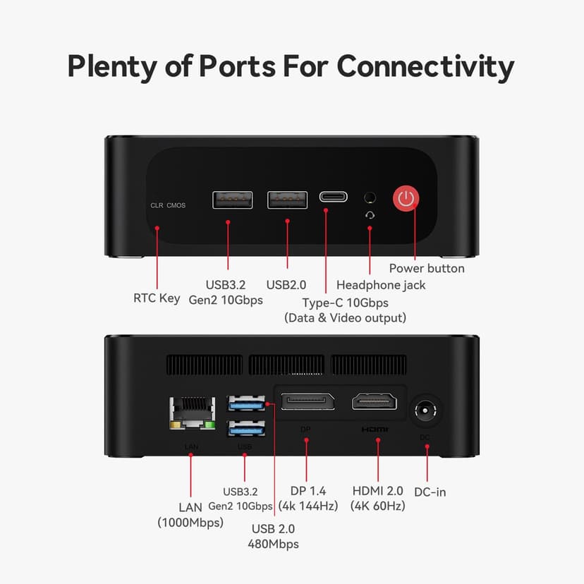 Beelink SER5 MAX Mini PC,AMD Ryzen 7 6800U(8C/16T,up to 4.7 GHz),Mini Computer 32GB LPDDR5 RAM 1TB SSD Graphics 12 core 2200 MHz,Support 4K Triple Display/HDMI+DP+Type-C/Wifi6/BT5.2/1000M LAN/USB3.2