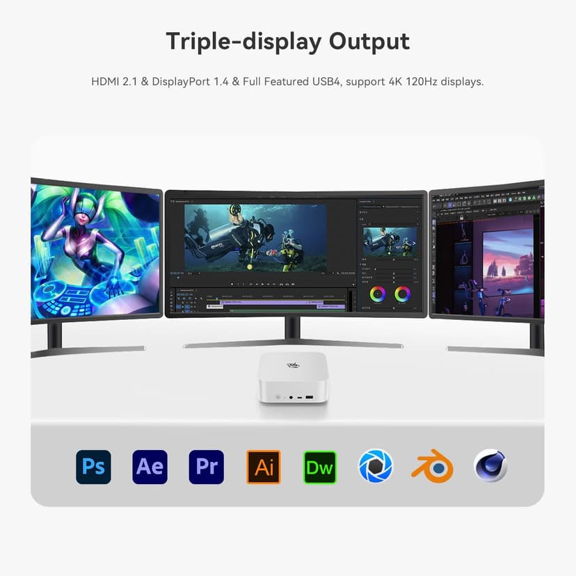 Beelink SER8 Mini PC, AMD Ryzen 7 8745HS(4nm, 8C/16T) up to 4.9GHz, Mini Computer 32GB DDR5 RAM 1TB M.2 NVME SSD, Desktop PC 4K@120Hz Triple Display, Mini Gaming Computer WiFi6/BT5.2/2.5Gbps/W-11 Pro