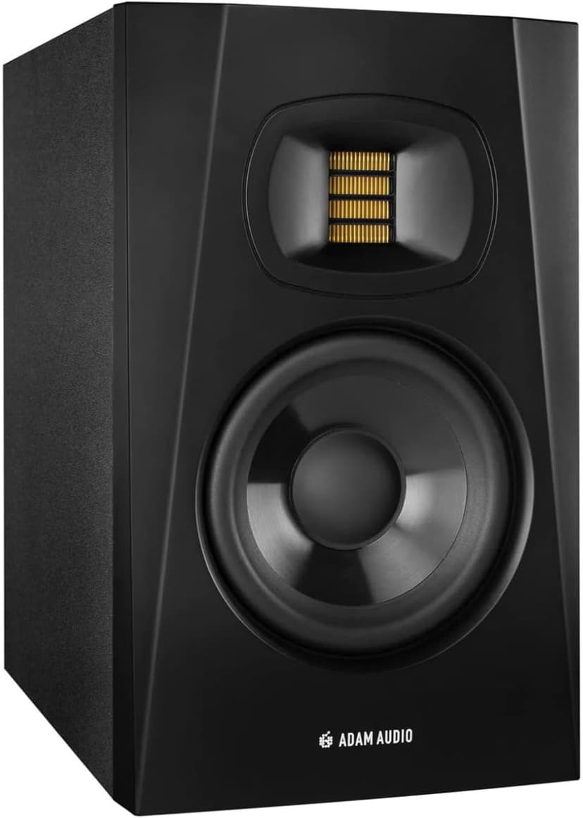 Adam Audio T5V 5-Inch Powered Studio Monitor (2-Pack) Bundle with Isolation Pads, 1/4-Inch TRS to XLR Male to Male Balanced Cable (10-Feet, 2-Pack) and 25-Feet XLR Cable (6 Items)