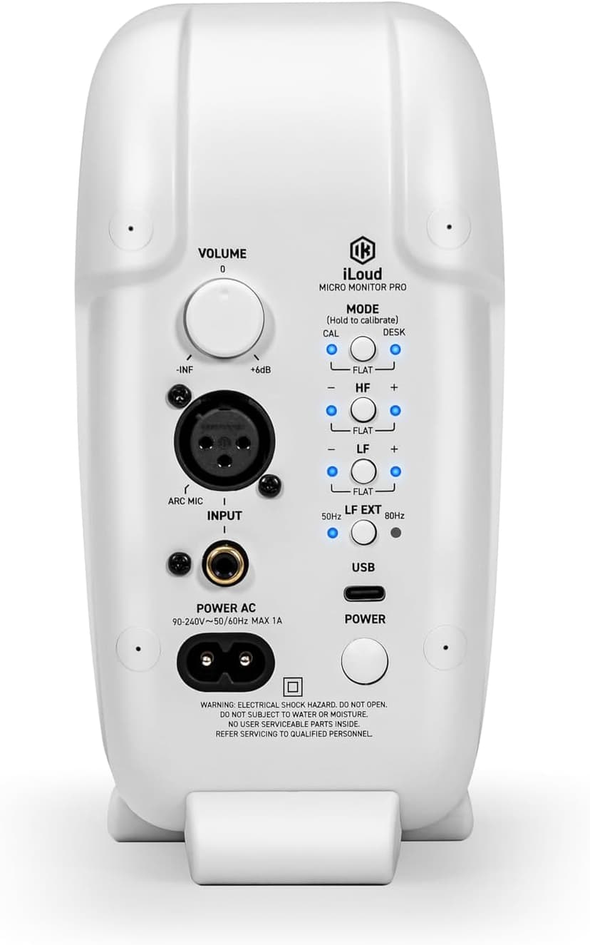 IK Multimedia Premium Version iLoud Micro Monitor Pro White (Pair) 50 Watt Portable & Powerful Reference Studio Monitor, Class D High-Efficiency Amplifier, Custom-Made Drivers for Music Mixing