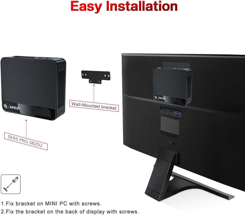 Beelink SER5 Mini PC, AMD Ryzen 7 5825U(Up to 4.5GHz) 8C/16T, Mini Desktop Computer 32GB DDR4 RAM 500GB NVMe SSD, Mini Gaming PC 4K@60Hz Output/BT5.2/WiFi 6 for Office/Gaming/Home