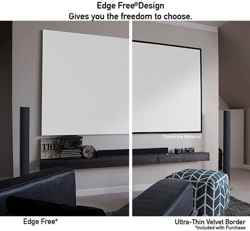 Elite Screens Aeon Series 150” Fixed Frame Projector Screen 16:9, 8K/4K UHD, Edge-Free Design, CineWhite UHD-B, Wall Mounted for Standard, Short & Ultra Short Throw Projectors, Home Theater, AR150WH2