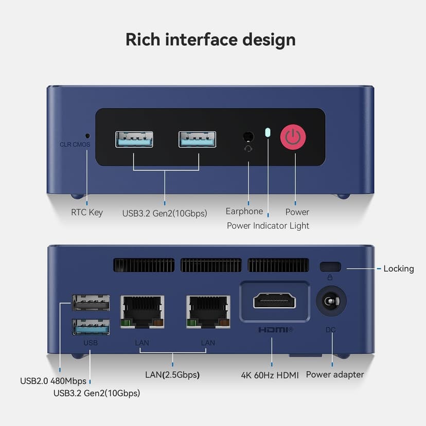 Beelink Mini PC, Mini S13 Mini Computer Intel Twin Lake N150(up to 3.6GHz), Desktop Computers 16G DDR4 RAM 500G NVMe SSD, Small PC 4K UHD HDMI/Wifi6/BT5.2 for Office/Home/HTPC/2.5G*2