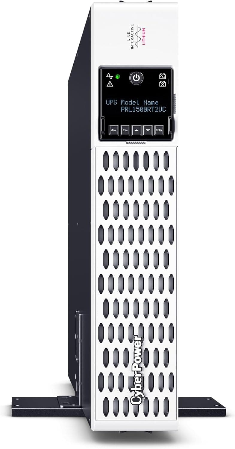 CyberPower PRL1500RT2UC Smart App Sinewave UPS System, 1500VA/1500W, 8 Outlets, 2U Rack/Tower, AVR, Lithium
