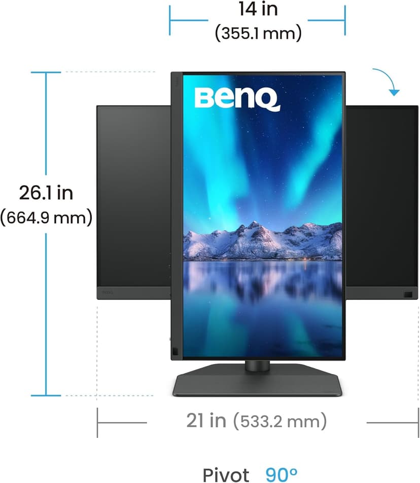 BenQ SW242Q 24-inch 2K 90W USB-C 16:10 Photographer MacBook/Windows Compatible Monitor, 99% Adobe RGB, 100% sRGB, Hardware Calibration, 90W USB-C, TUV Anti-Reflection Cert., 16-bit 3D LUT, HDR10