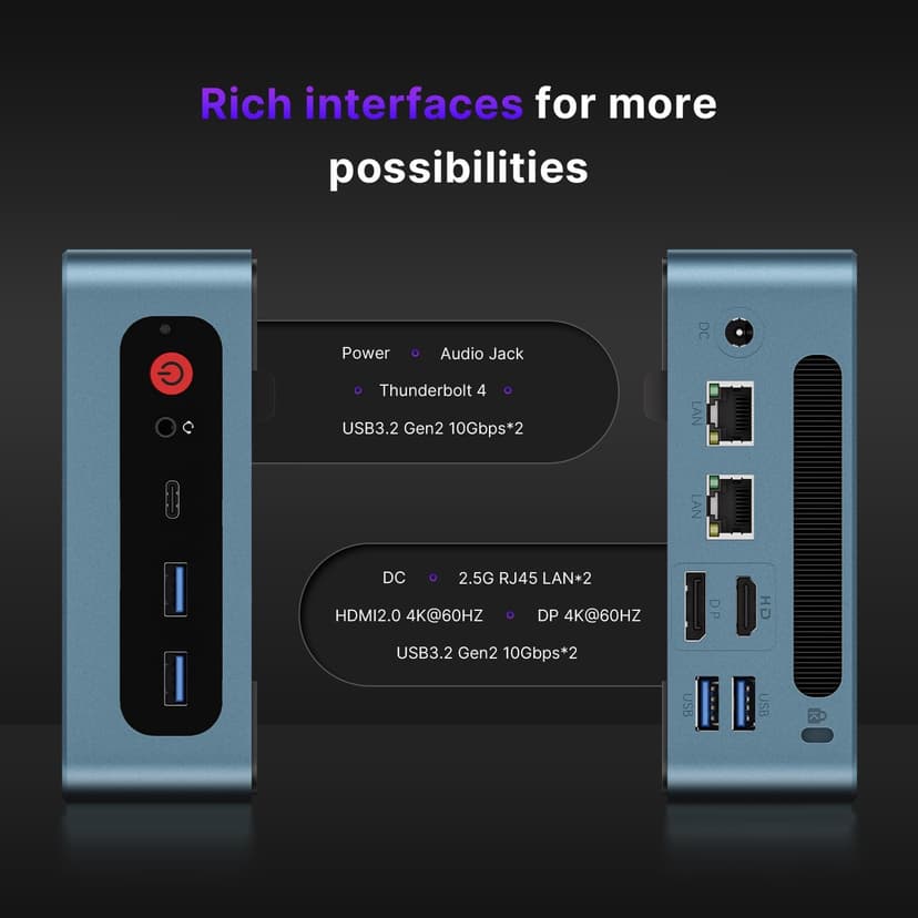 P2 Plus Mini PC, Intel i7 12700H Mini Desktop Computers, 32GB DDR5, 512GB NVMe, with Thunderbolt 4&Dual Gigabit Ethernet Ports, 4K Triple Display, Wi-Fi 6E, Bluetooth 5.2