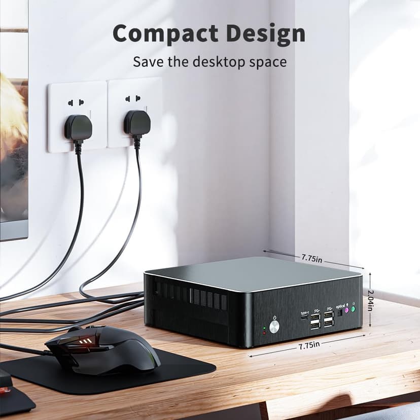 msecore Mini PC i9, 64GB RAM 1T SSD Desktop Computer with Core i9-9880H (Upto 4.8GHz), 2*HDMI, 1*DP, Triple Display, 4K@60Hz, Dual 2.5G LAN, Optical, USB-C, Wi-Fi 6E, Bluetooth 5.3, Windows 11 Pro