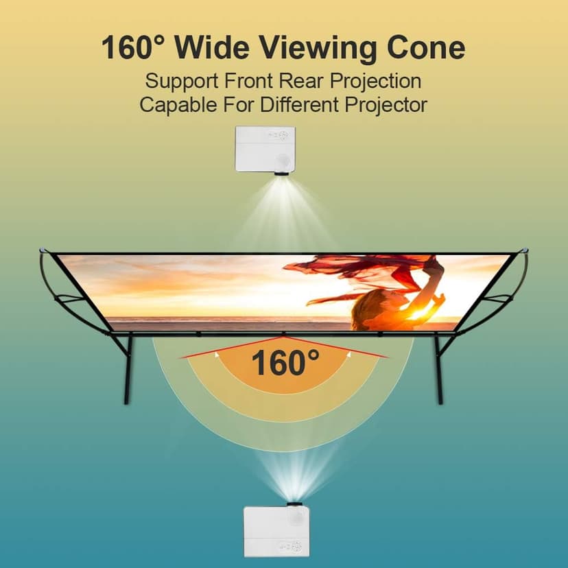 Projector Screen with Stand Foldable Portable Movie Screen（16：9）, HD 4K Double Sided Indoor Outdoor Projection Screen for Home Theater (100 Inch) …